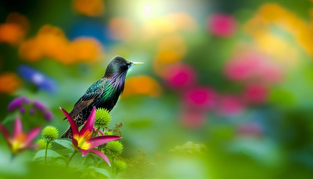 etourneau dans le jardin